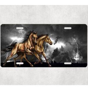 Running Horses Black Car Tag Custom Vehicle License Plate